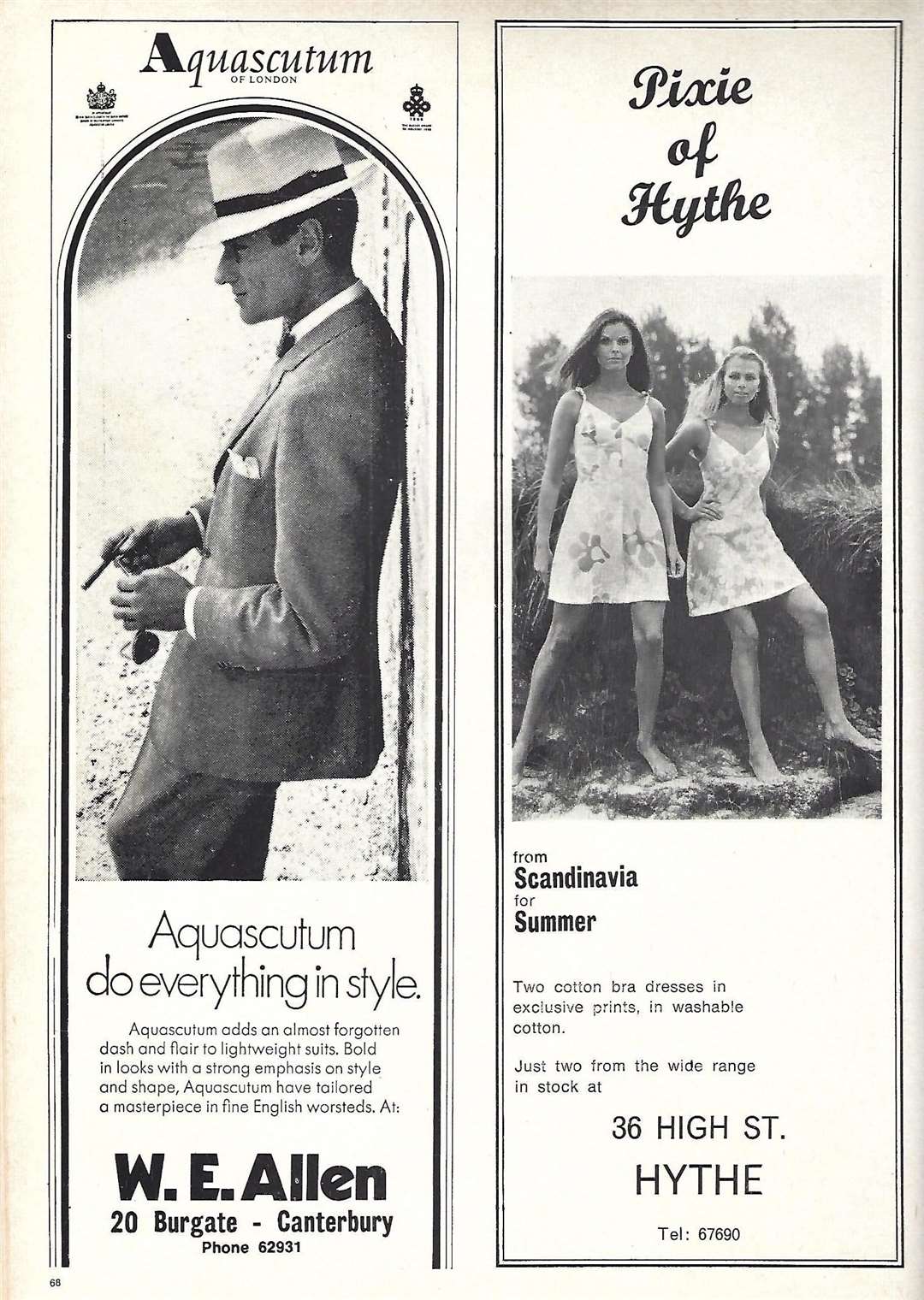 Clothes advertisements from 1970