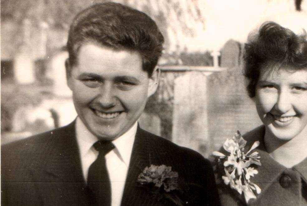 John and Valerie Pollitt on their wedding day in 1959, at Milton Church, Gravesend (7804746)
