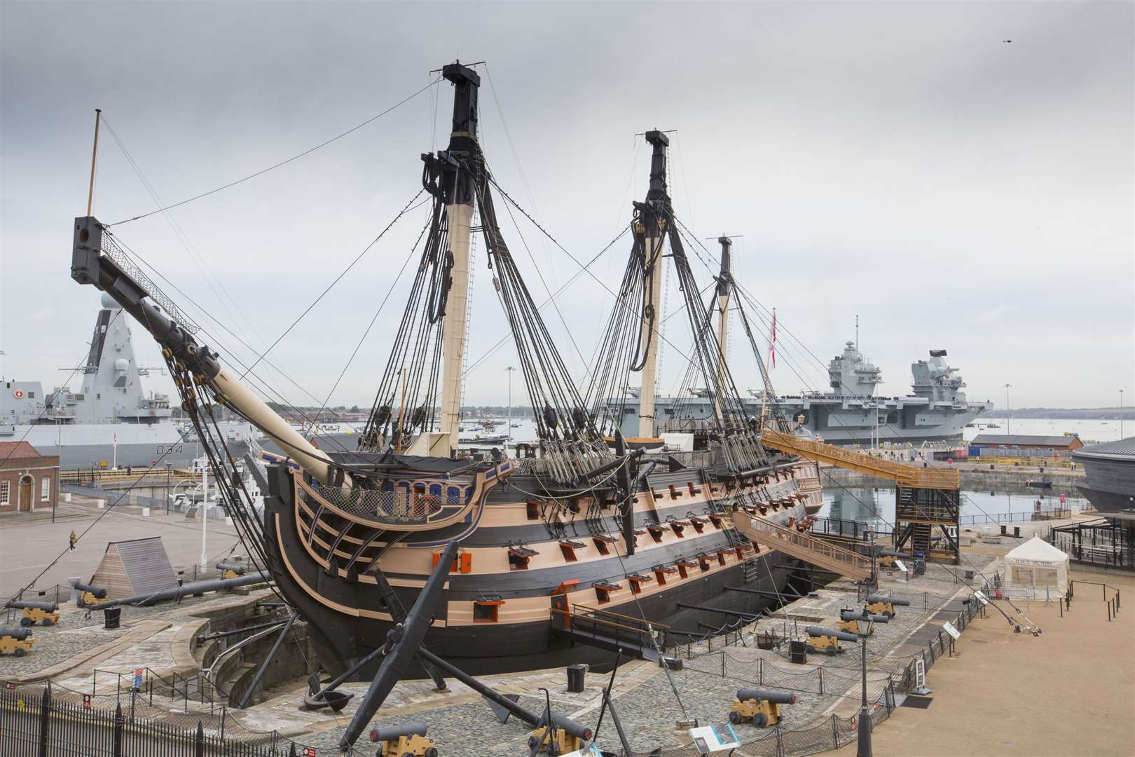 Nelson’s flagship HMS Victory at Portsmouth Historic Dockyard (NMRN/PA)