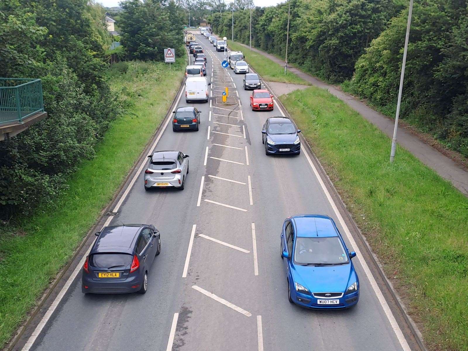 Traffic is queuing on the Old Thanet Way between Herne and Greenhill