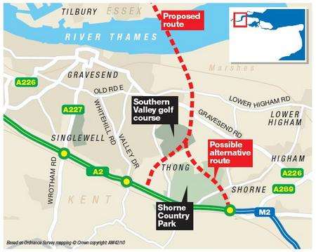 Proposed Lower Thames crossing routes