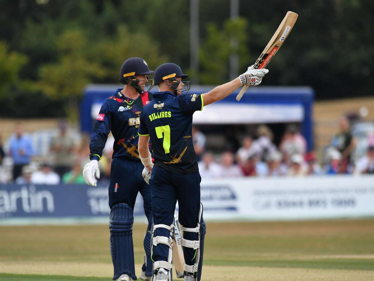 Sam Billings celebrates his half-century. Picture: Keith Gillard (3062622)