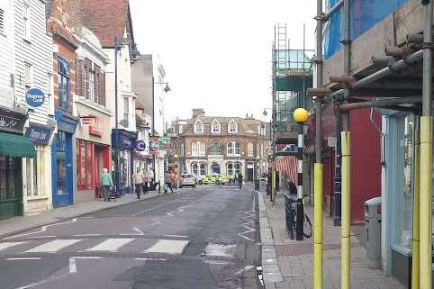 Police have shut off the road by the Duke of Cumberland pub