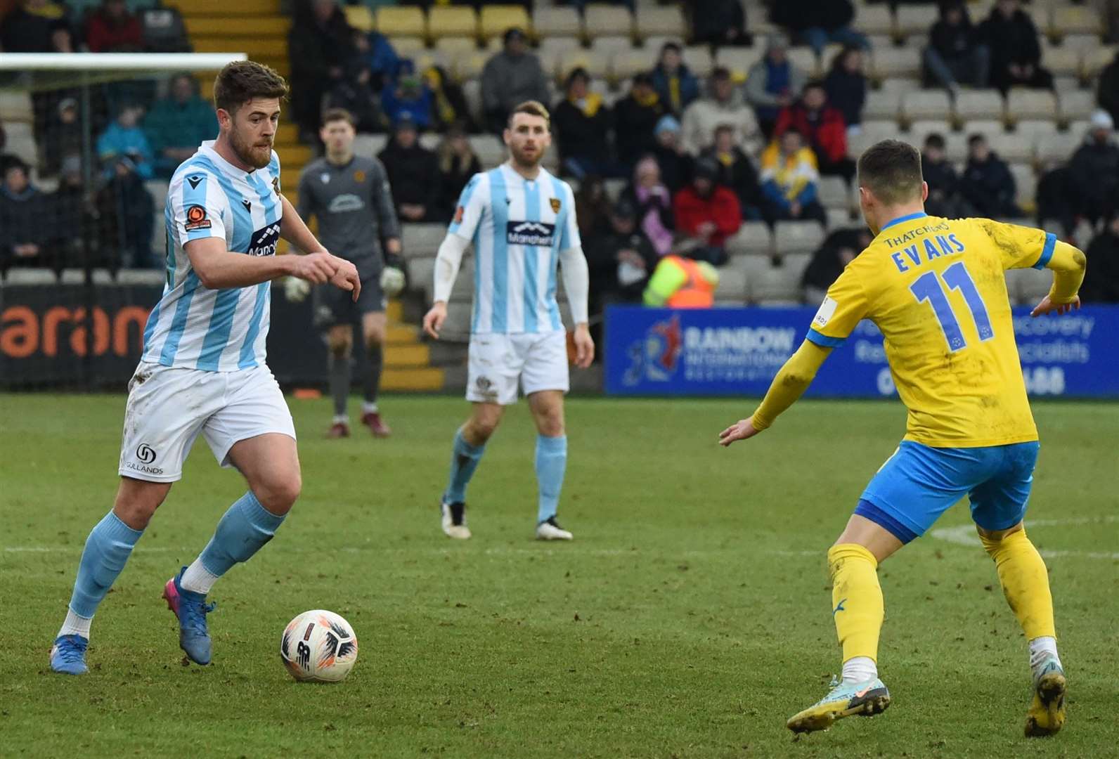 Sam Bone in action for Maidstone at Torquay last weekend. Picture: Steve Terrell