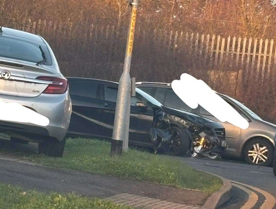 The three-car crash happened on Crowbridge Road, Sevington, Ashford. Picture: Amber Ades