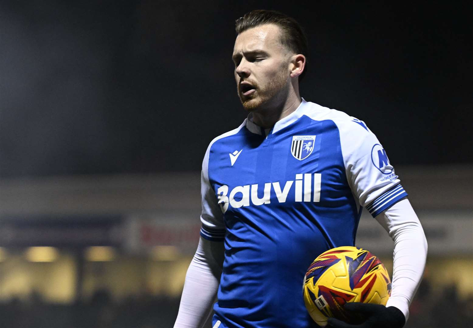 Jack Nolan during Gillingham’s last match at Priestfield, a 3-0 loss to Bromley Picture: Barry Goodwin