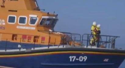 A Border Force boat made the rescue of migrants near the cross over of French to English waters. Picture Nigel Farage