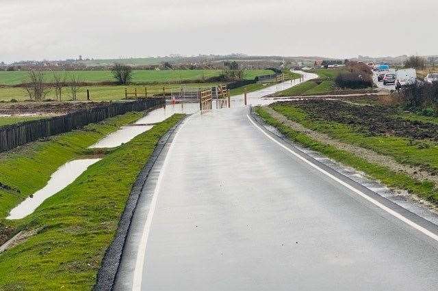 Part of the cycle path under water. Picture: Adam Baker