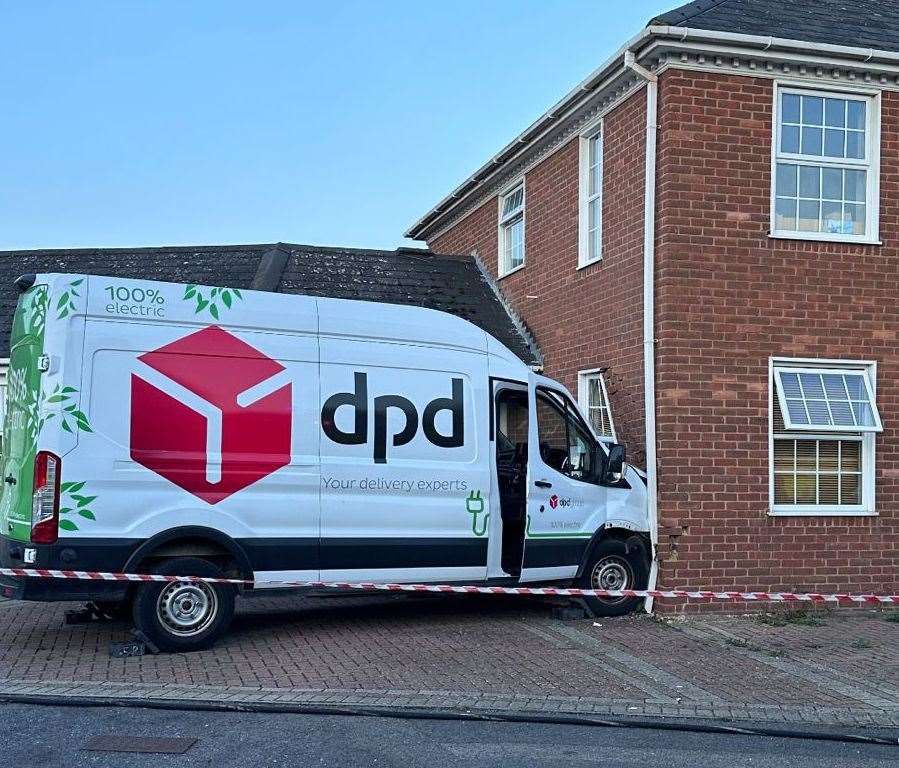 A DPD van crashed into the home in Adisham Green, Kemsley