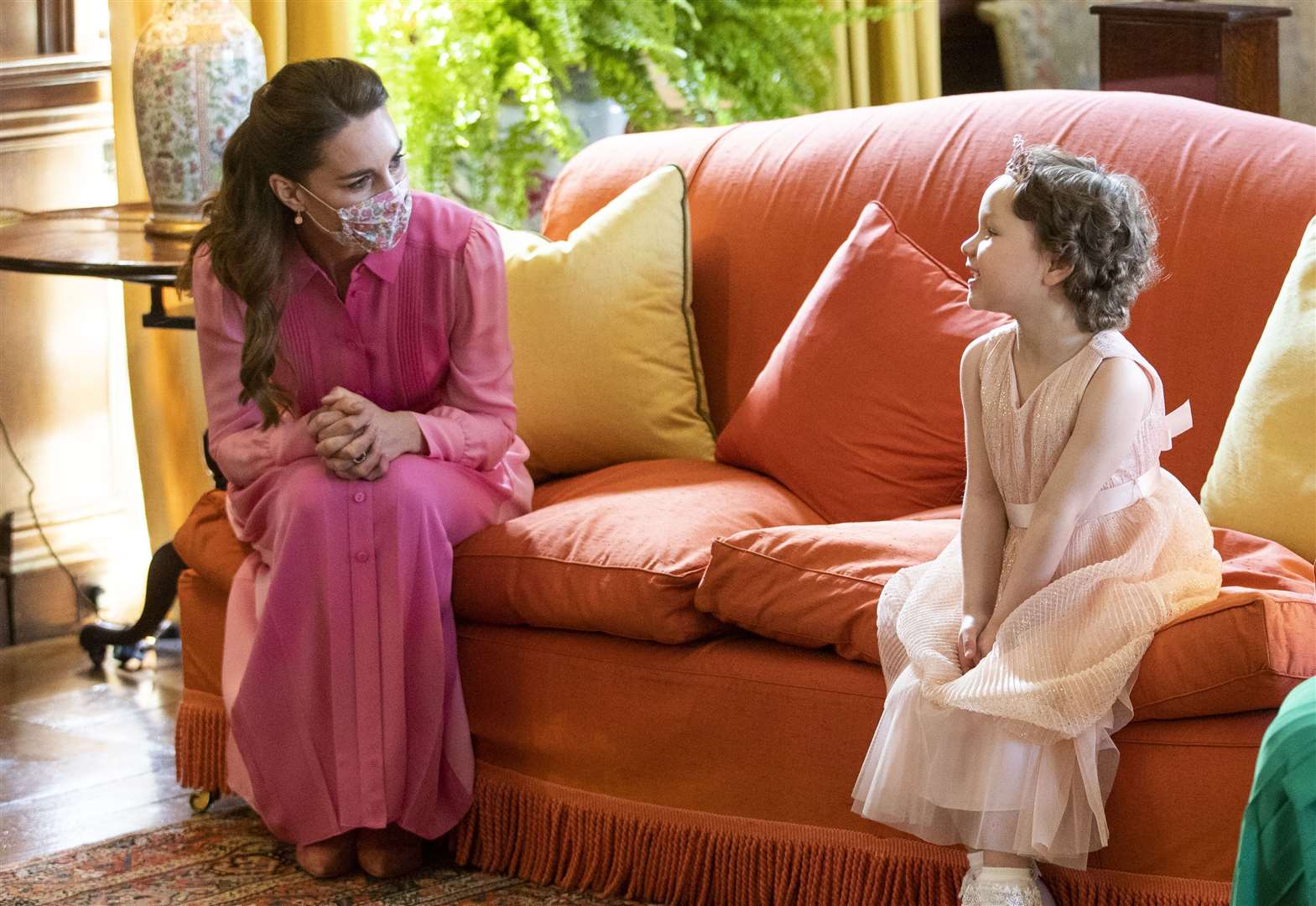 The Duchess of Cambridge meeting Mila Sneddon, aged five, at the Palace of Holyroodhouse in Edinburgh (Jane Barlow/PA)