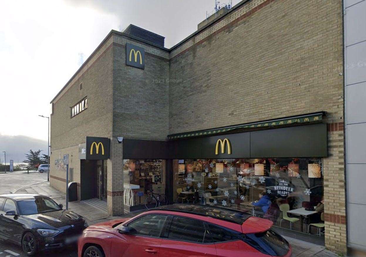 Officers were called following reports an iPhone had been taken from a woman in McDonald’s in West Terrace, Folkestone. Picture: Google