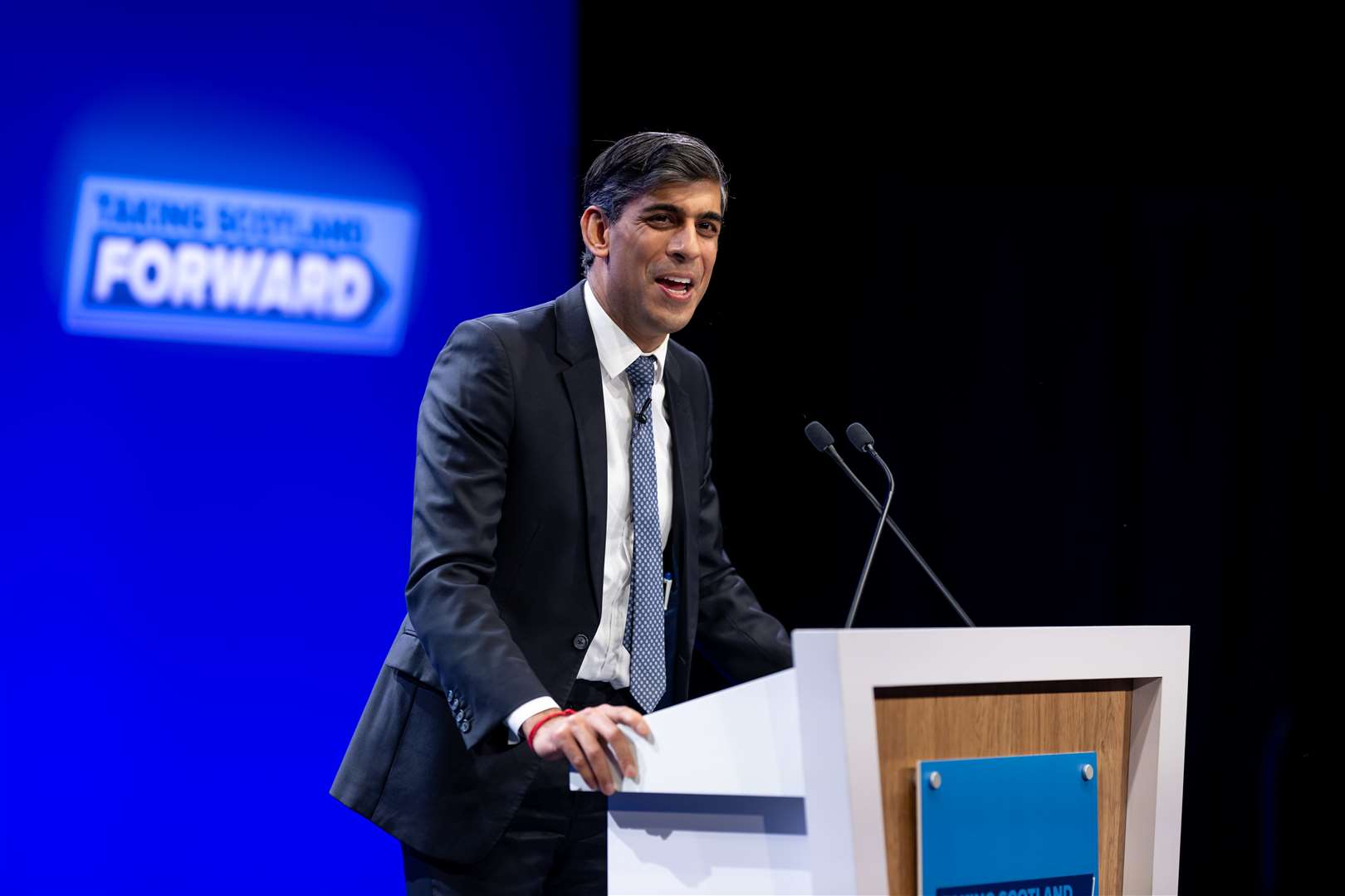 Rishi Sunak speaking during the Scottish Conservative Party conference in Aberdeen (Michal Wachucik/PA)