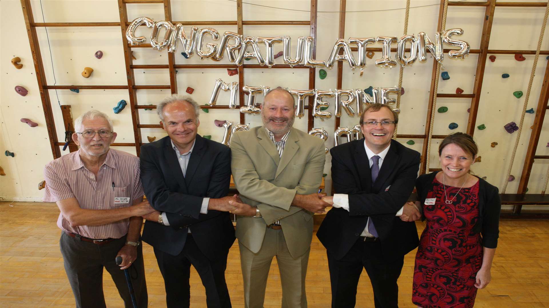 Former Minterne head teachers Derek Knight, Bill McGrory and Jon Day, with current executive head and head of school David Whitehead and Catherine Hurst