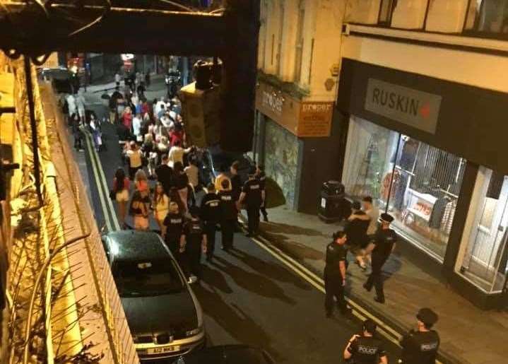 The group were dispersed by police in Margate High Street. (15899360)
