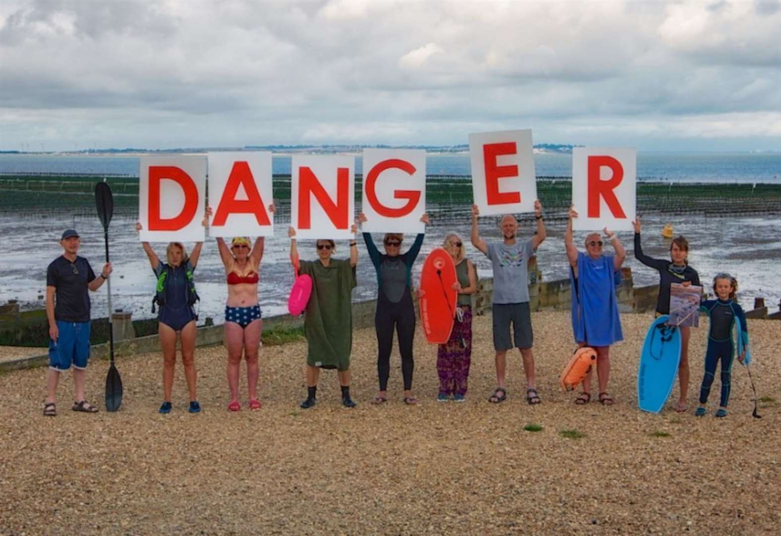 A protest was held at Whitstable beach during the public inquiry against metal trestles being erected by the Whitstable Oyster Fishery Company. Picture: Gerry Atkinson