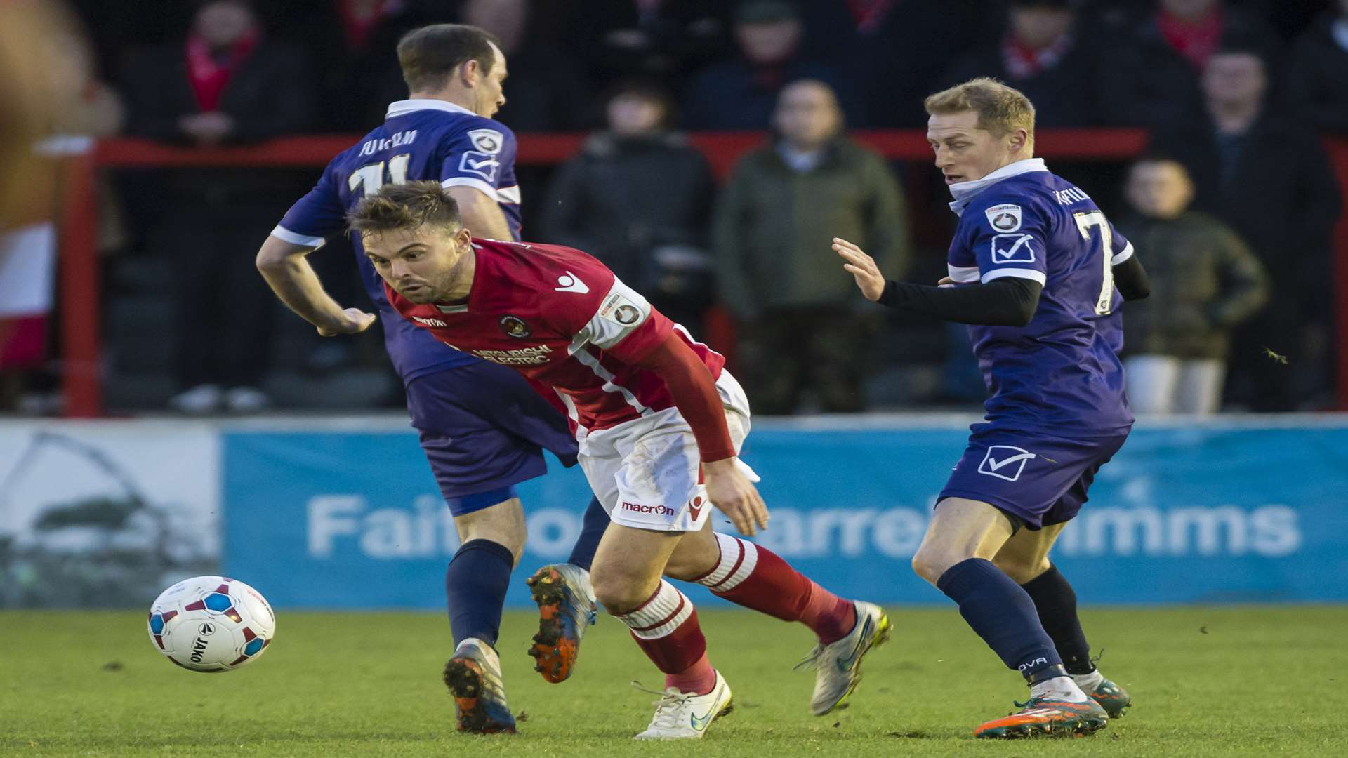 Matt Godden on the ball for Ebbsfleet against Margate Picture: Andy Payton