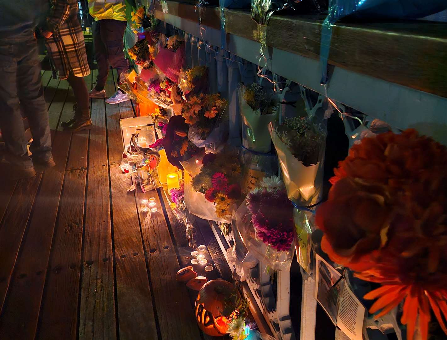 His friends and family gathered at the pier in his memory. Picture: Elaine Leeks