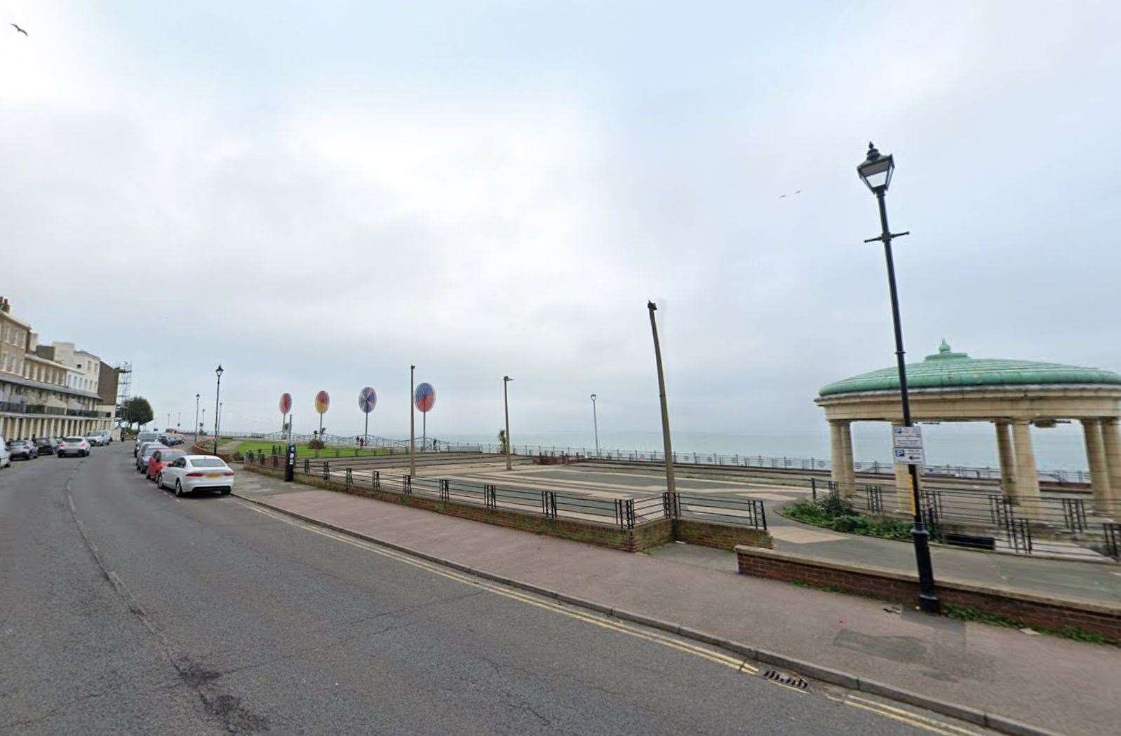 Police closed Wellington Crescent in Ramsgate after a person was on a roof. Picture: Google