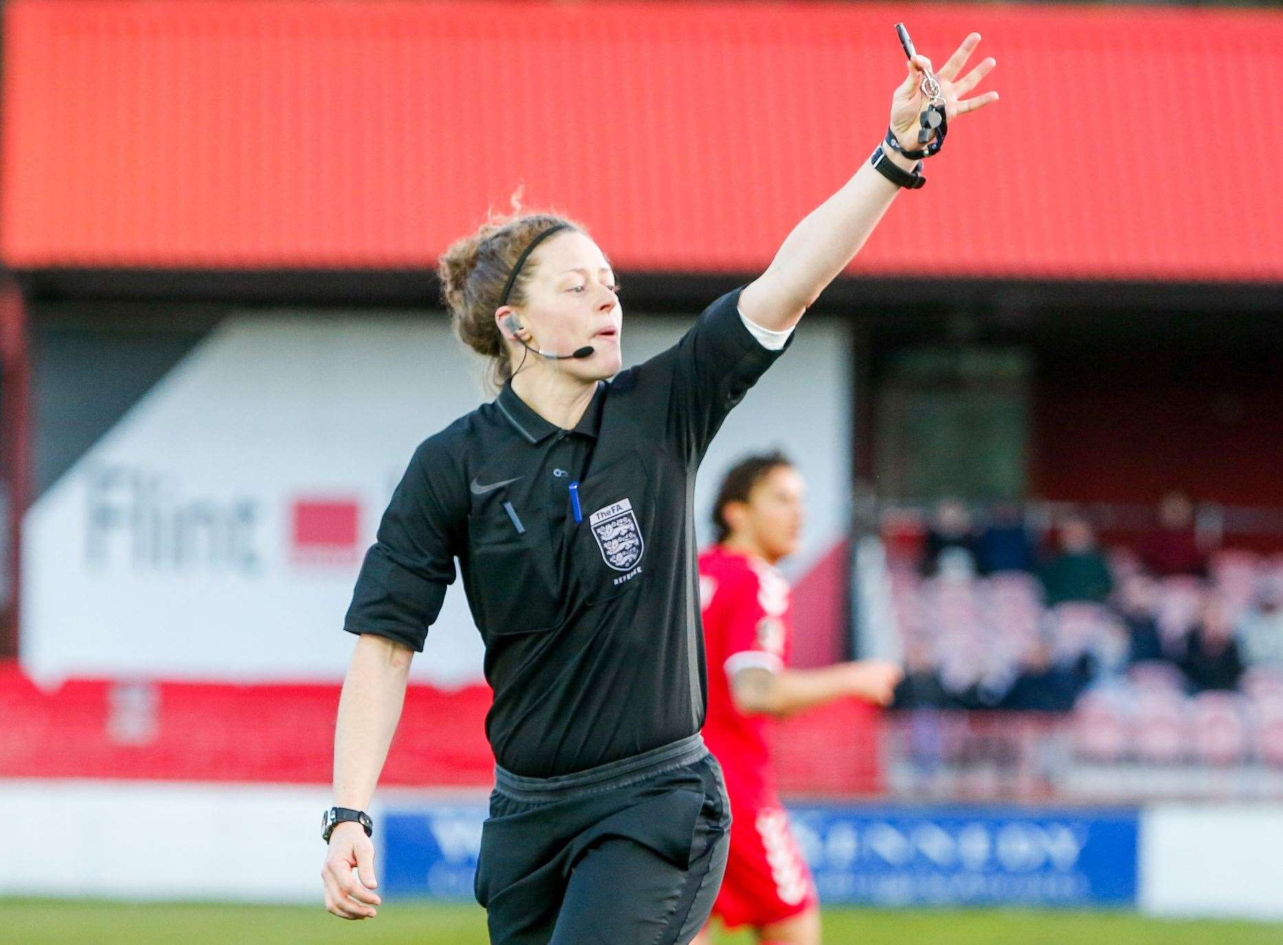 Kirsty Dowle was in the middle for Ebbsfleet's game with Harrogate on Saturday. Picture: Matthew Walker FM27043600