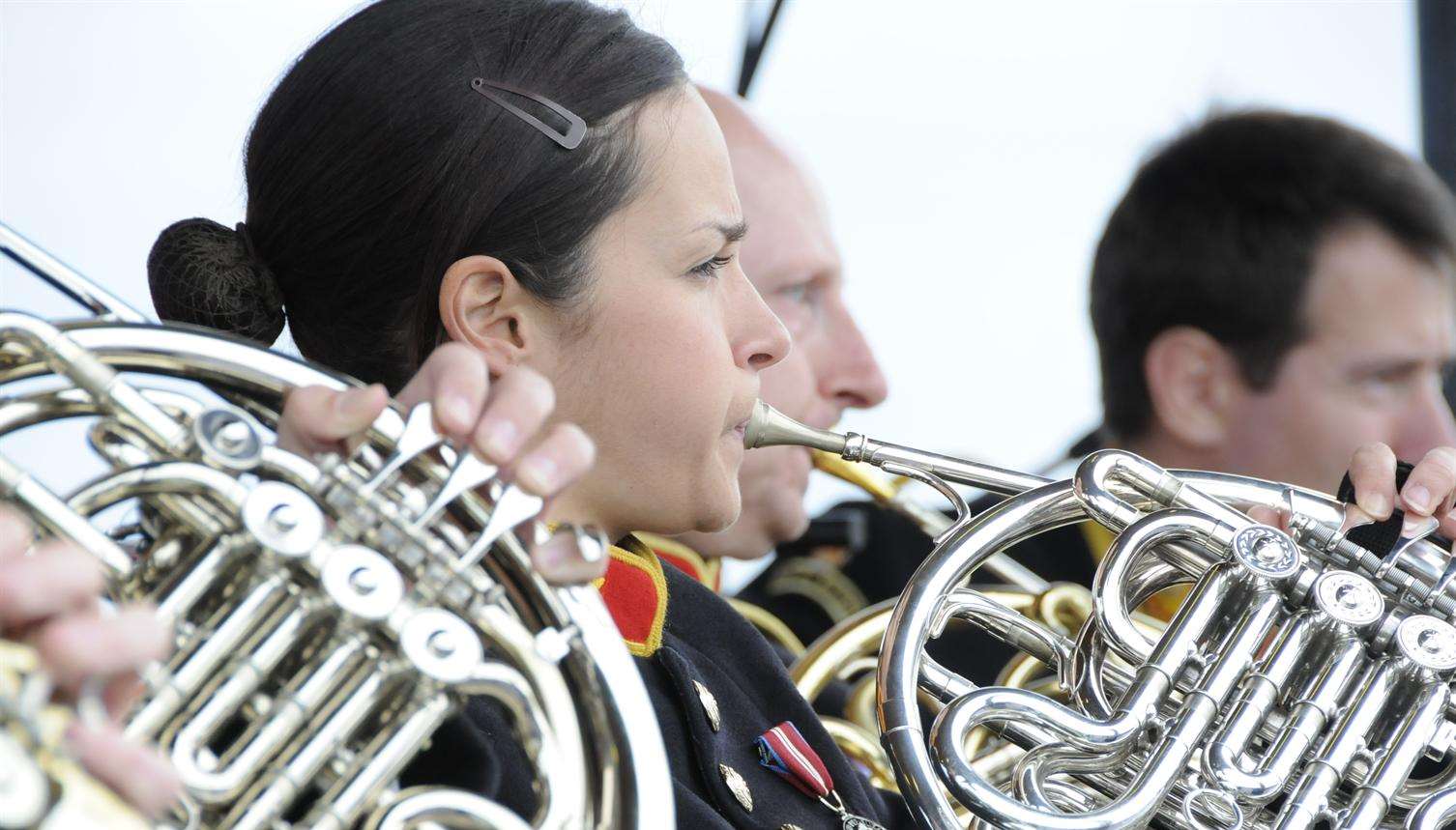 The Royal Marines band performing at Walmer bandstand