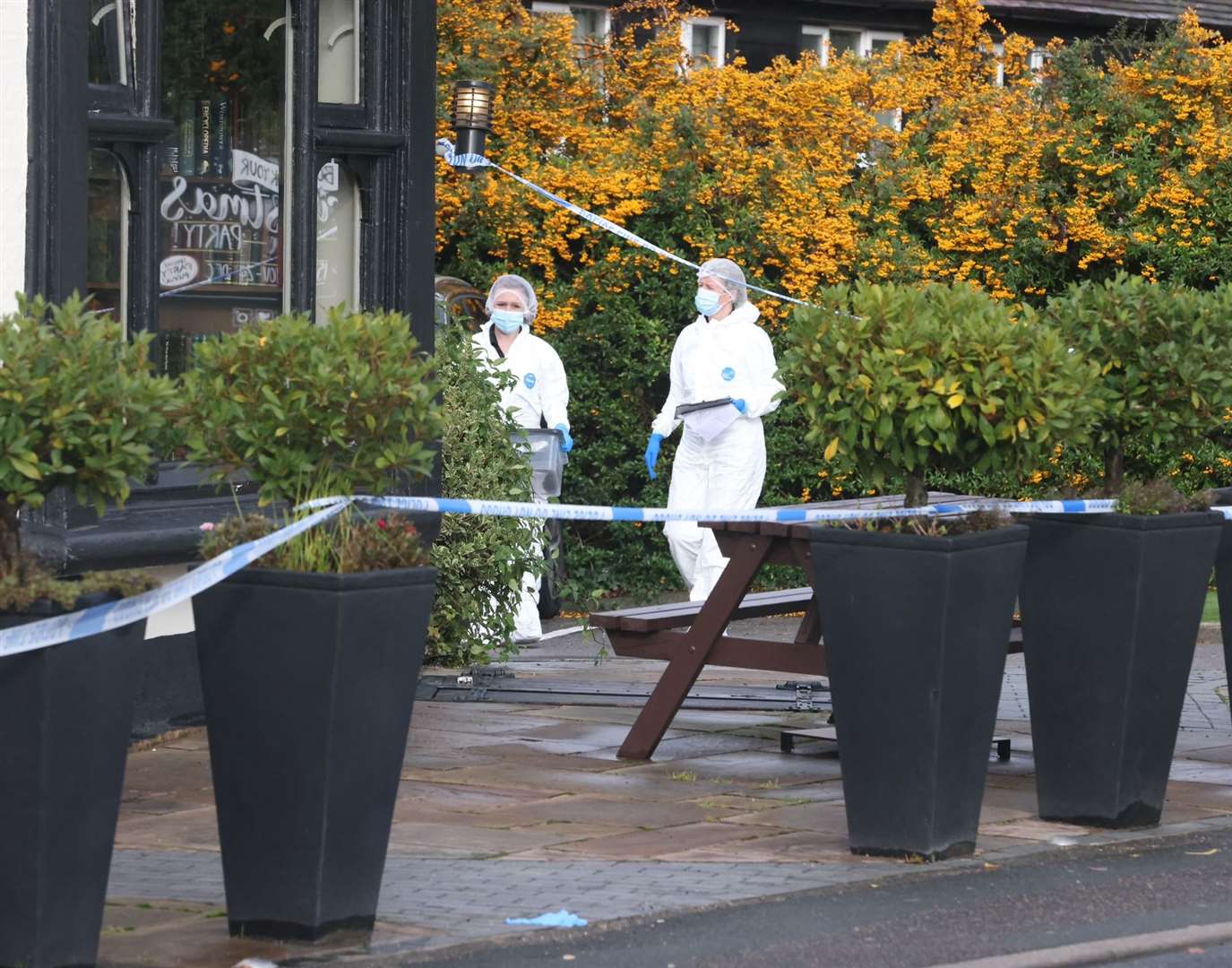 Police at the Cricketers Inn pub in Meopham where Craig Allen was killed.Miguel Batista, known as Alex Batista, is on trial accused of trying to murder pub landlord David Brown.Picture: UKNIP