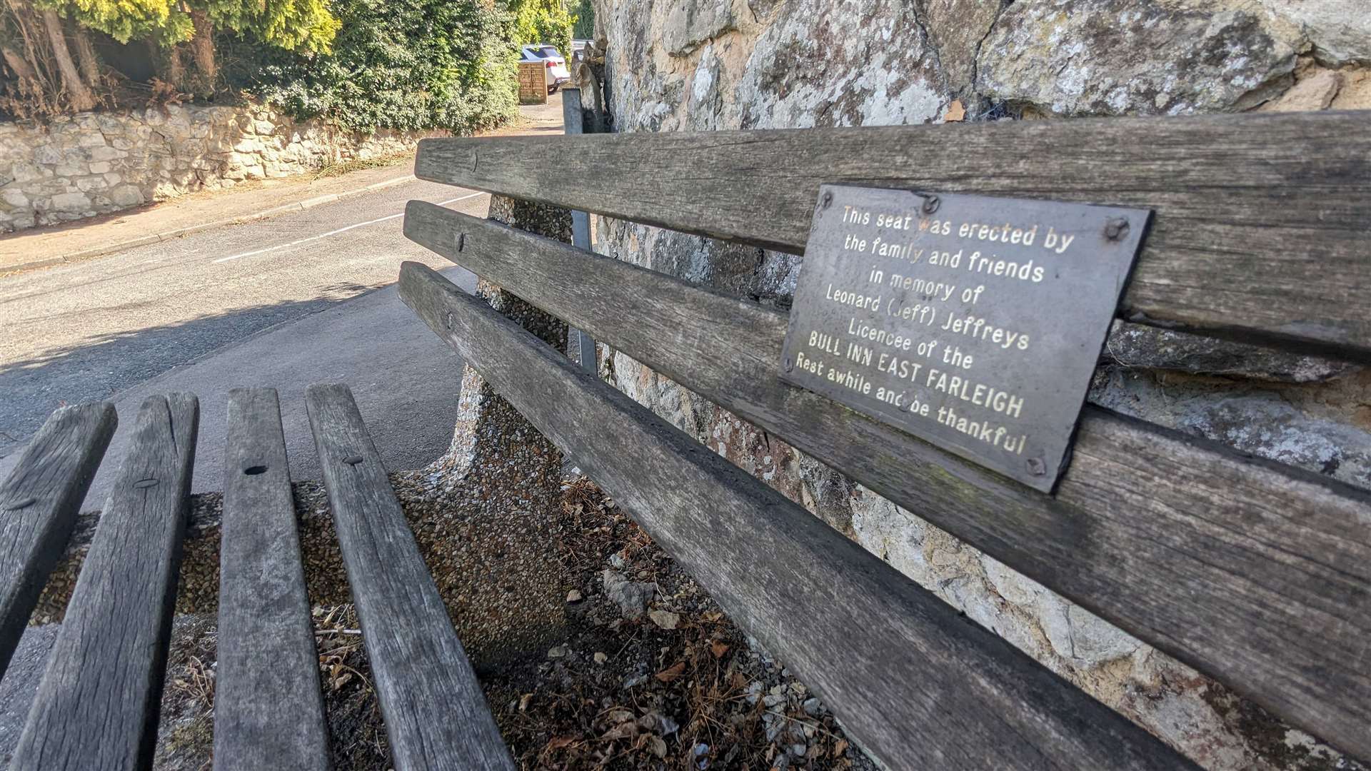 The memorial bench in East Farleigh