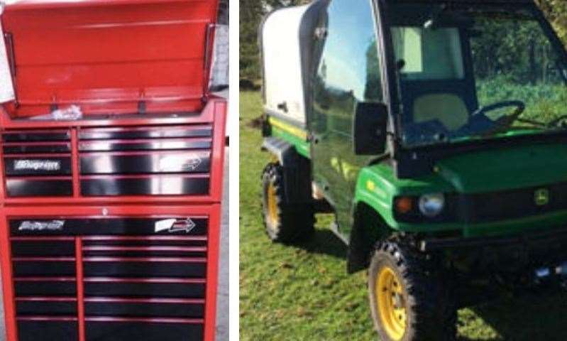 A John Deere Gator and a tool chest were stolen. Picture: Kent Police