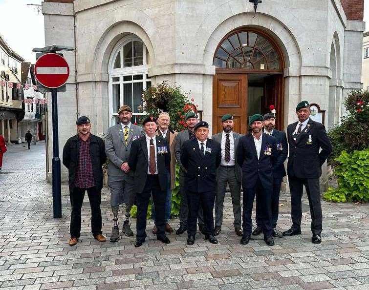 Ex-servicemen who attend the veterans' operating base are pictured outside Maidstone Town Hall ahead of last September's planning meeting