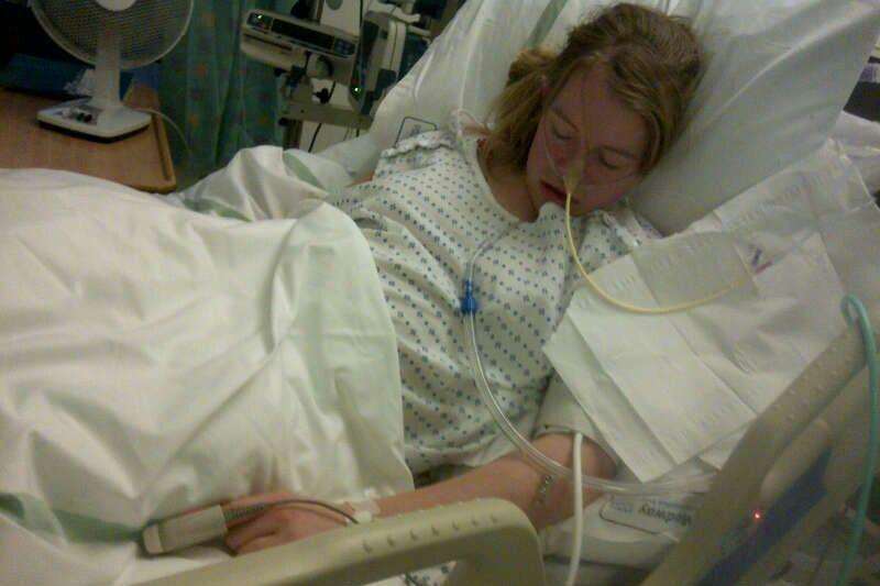 Kelly Strudwick when she was in hospital earlier this year