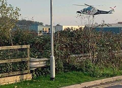 The Air Ambulance landed in fields near the Medway City Estate