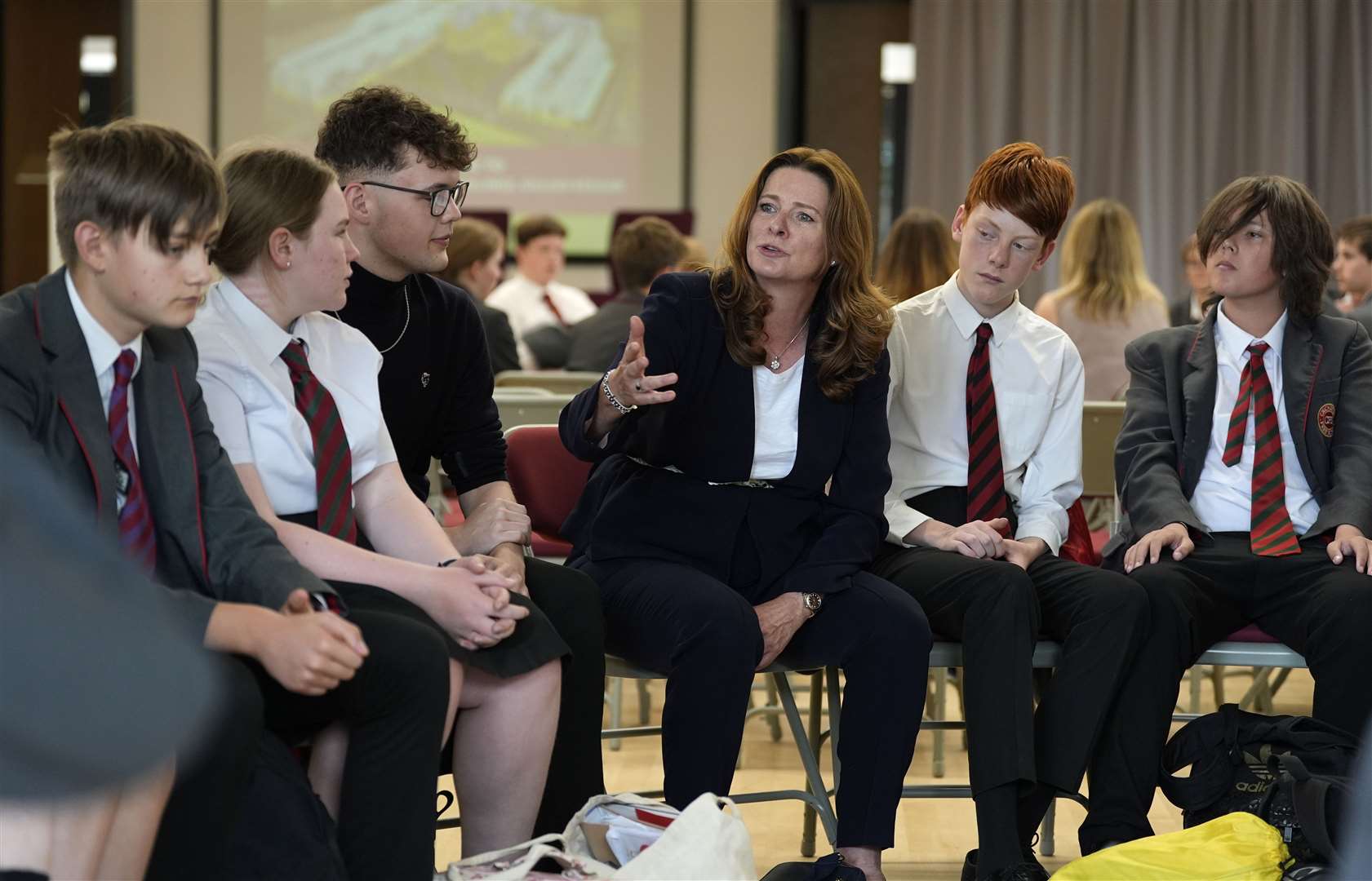 Education Secretary Gillian Keegan also went back to school when she and two other candidates in Chichester went to a husting event run by students (Andrew Matthews/PA)