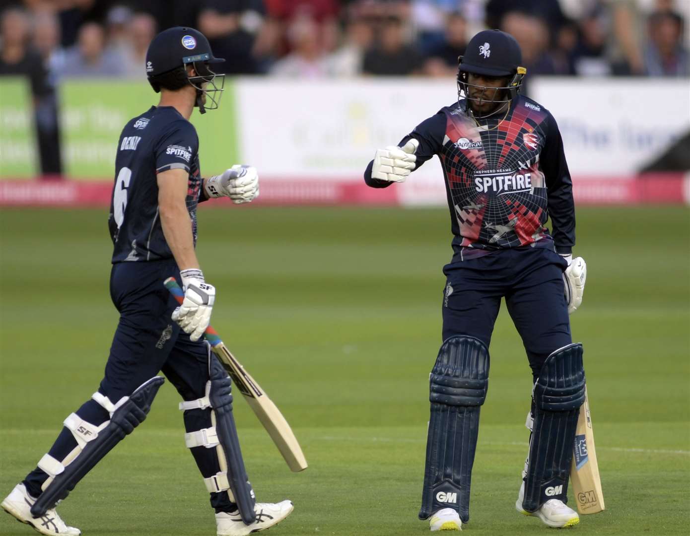 Joe Denly and Daniel Bell-Drummond confer during Kent's quarter-final win over Birmingham Bears. Picture: Barry Goodwin