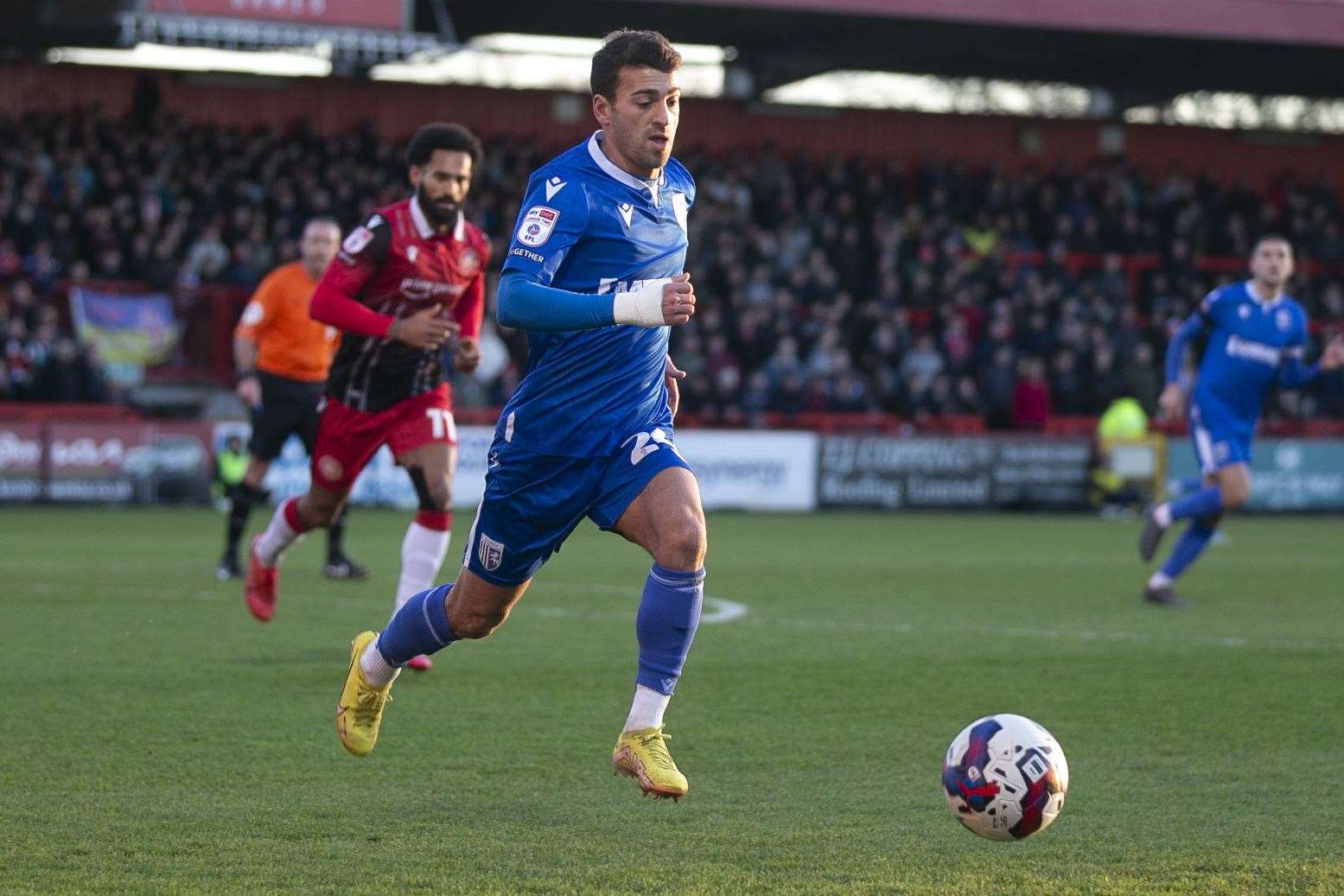 Scott Kashket chases the ball as Gillingham take on Stevenage