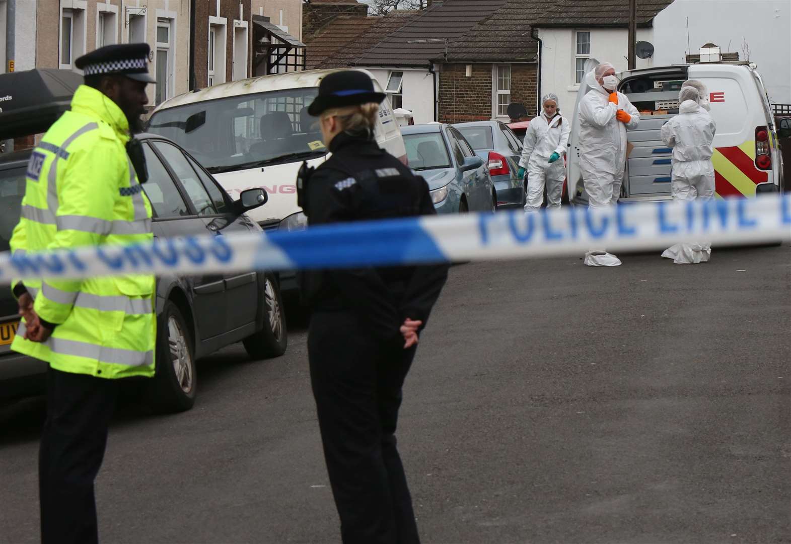 Police in Hamerton Road, Northfleet. Pictures by UKNIP (28877348)