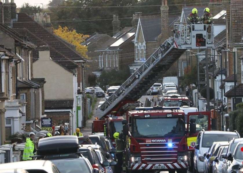 Fire crews in Weston Road, Strood