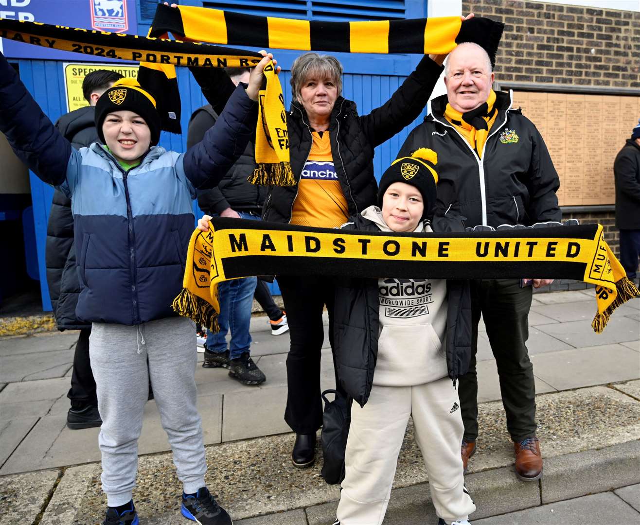 The away section was a sea of amber and black with support like this. Picture: Barry Goodwin