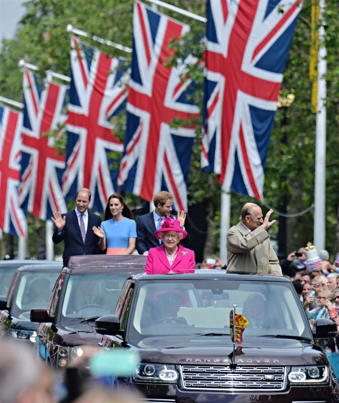 The Queen and Philip were joined by their grandsons Harry and William, with wife Kate, during celebrations for the Queen’s 90th birthday (Dominic Lipinski/PA)