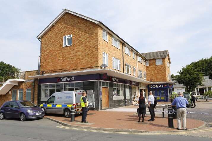 Police at the scene of a suspected ram raid in Staplehurst. Picture: Andy Jones