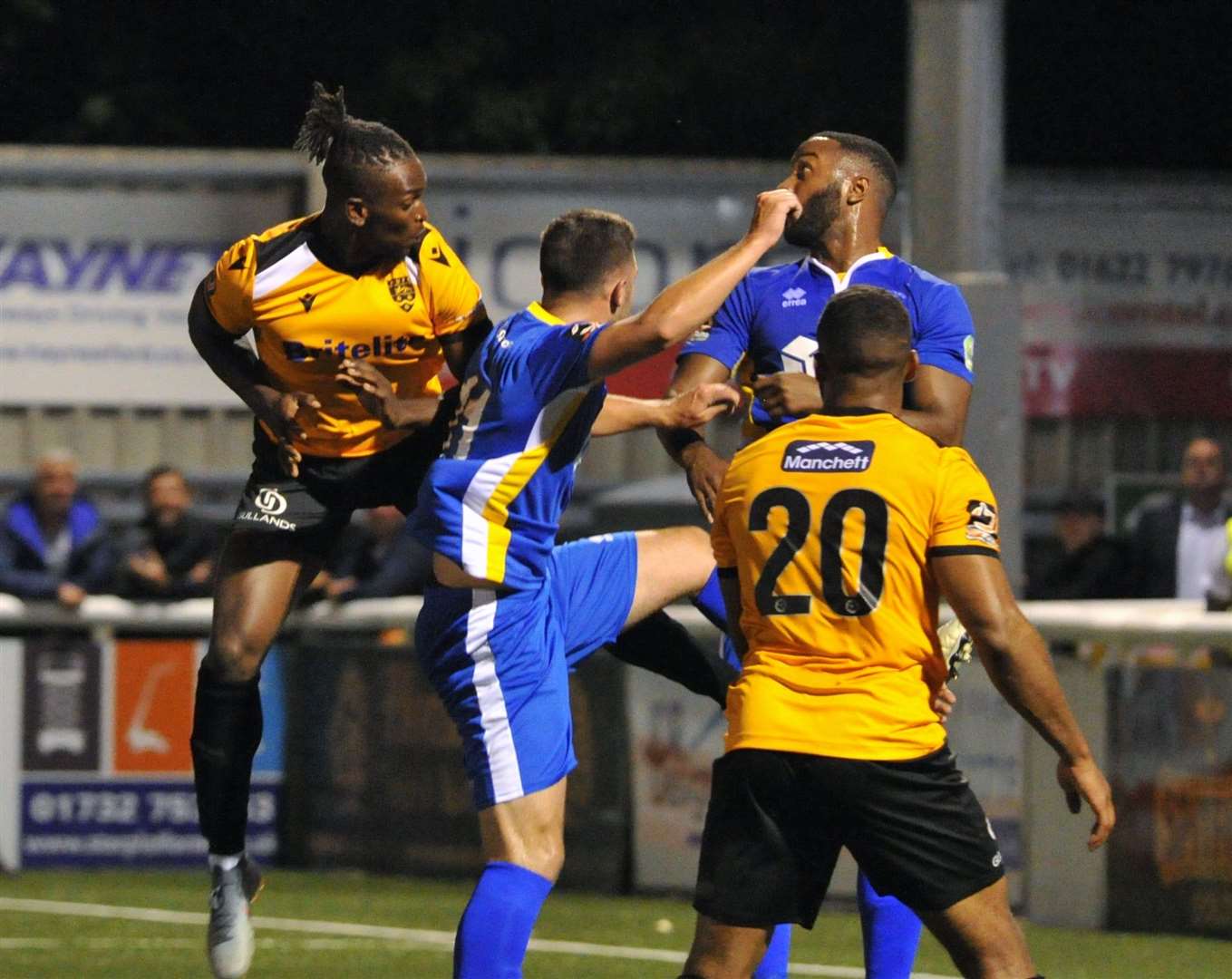 Ibrahim Olutade in action for Maidstone against Eastbourne Picture: Steve Terrell