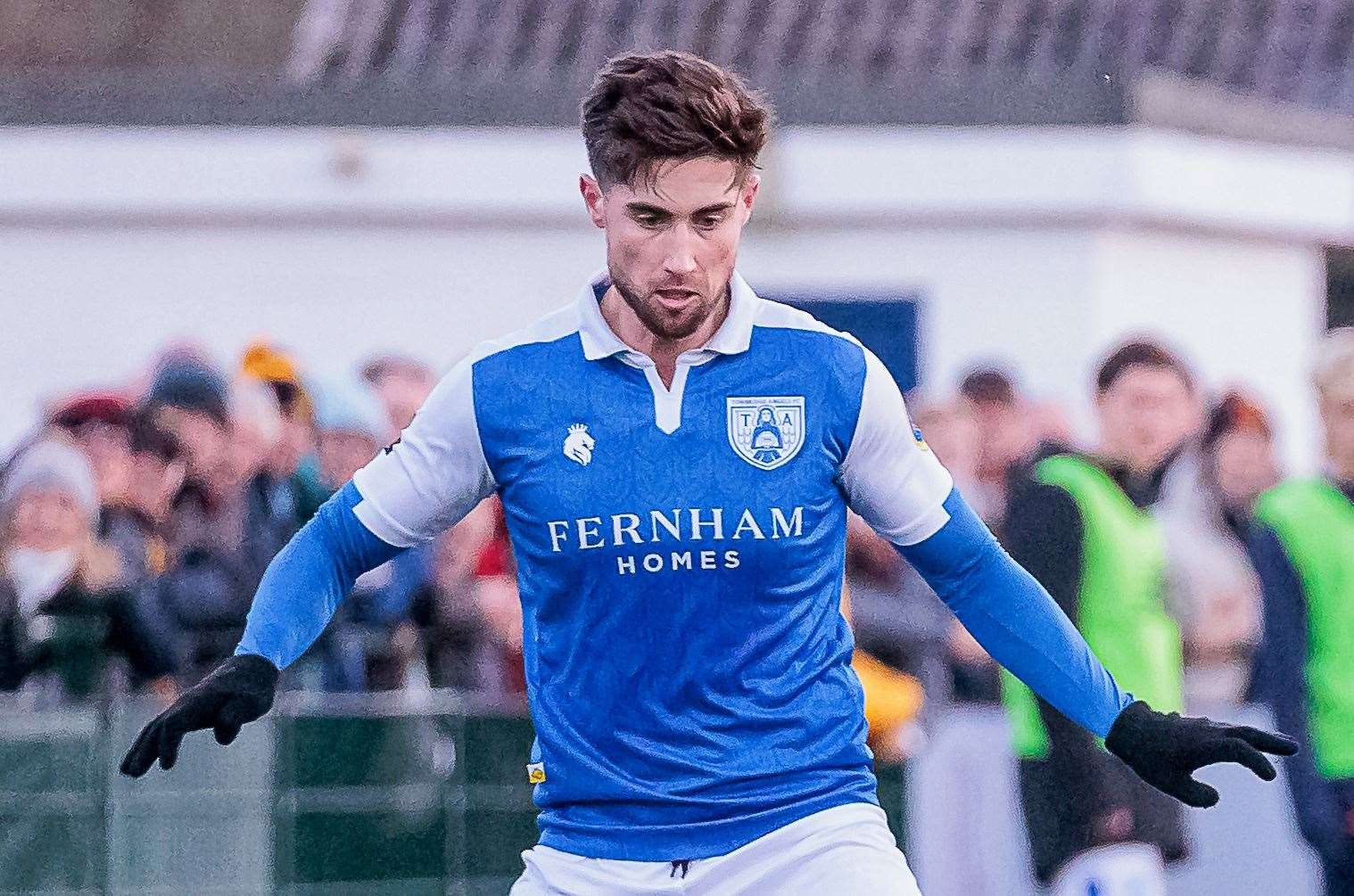 Sean Shields - his stoppage-time strike was a mere consolation as Tonbridge were beaten 4-1 at home in the FA Cup first round on Saturday. Picture: Helen Cooper