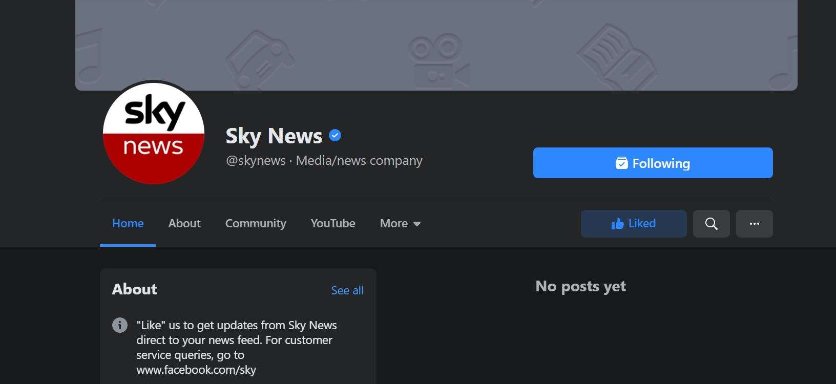 Content on Sky News’s Facebook page disappears following a news ban in Australia (Facebook/PA)