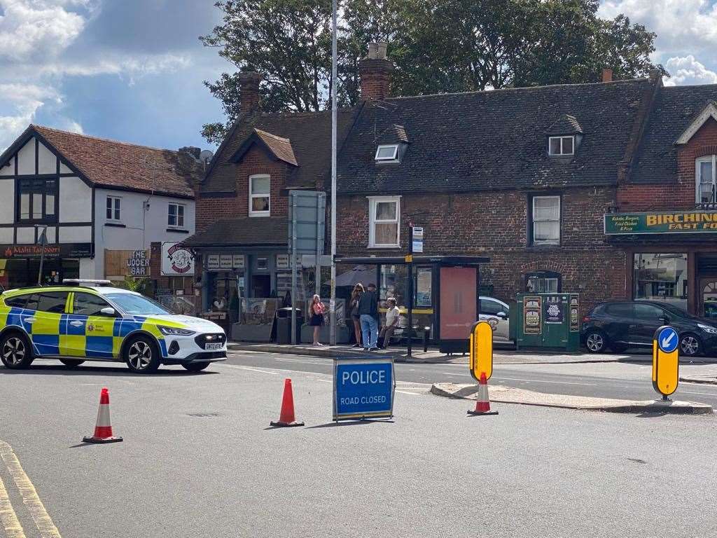 The A28 The Square in Birchington is closed