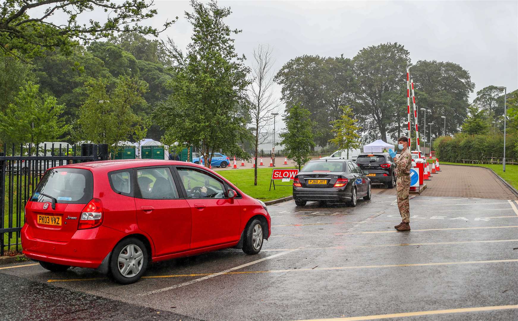 A mobile testing centre at Witton Park High School in Blackburn and Darwen (Peter Byrne/PA)