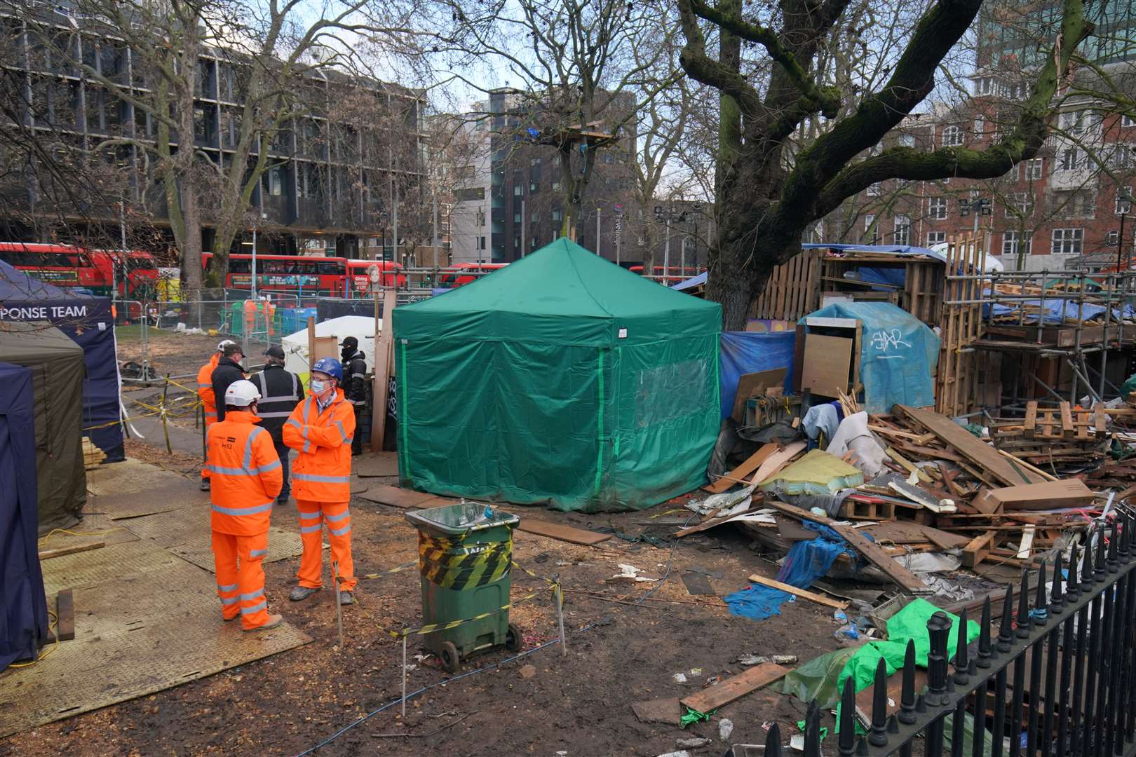 Enforcement officers at the HS2 Rebellion encampment (Aaron Chown/PA)