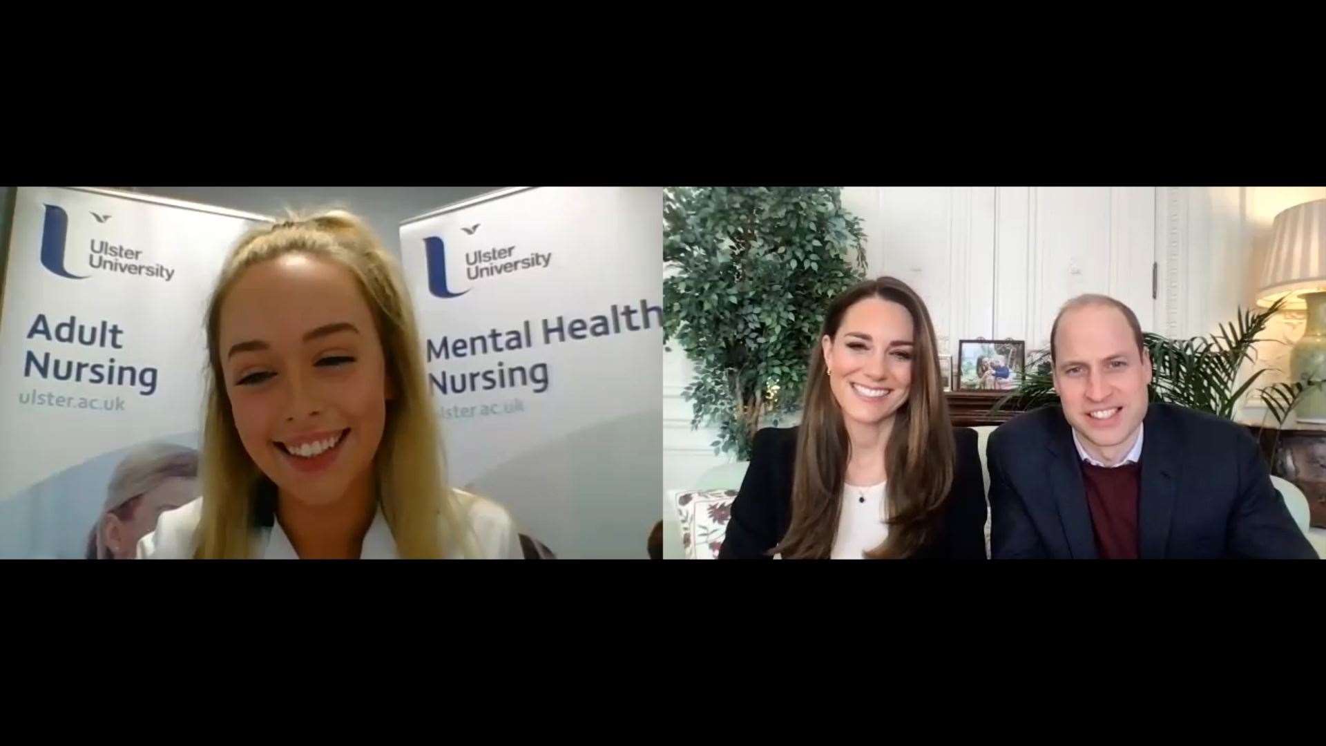 William and Kate share a joke with student nurse Abigail McGarvey (Kensington Palace/PA)