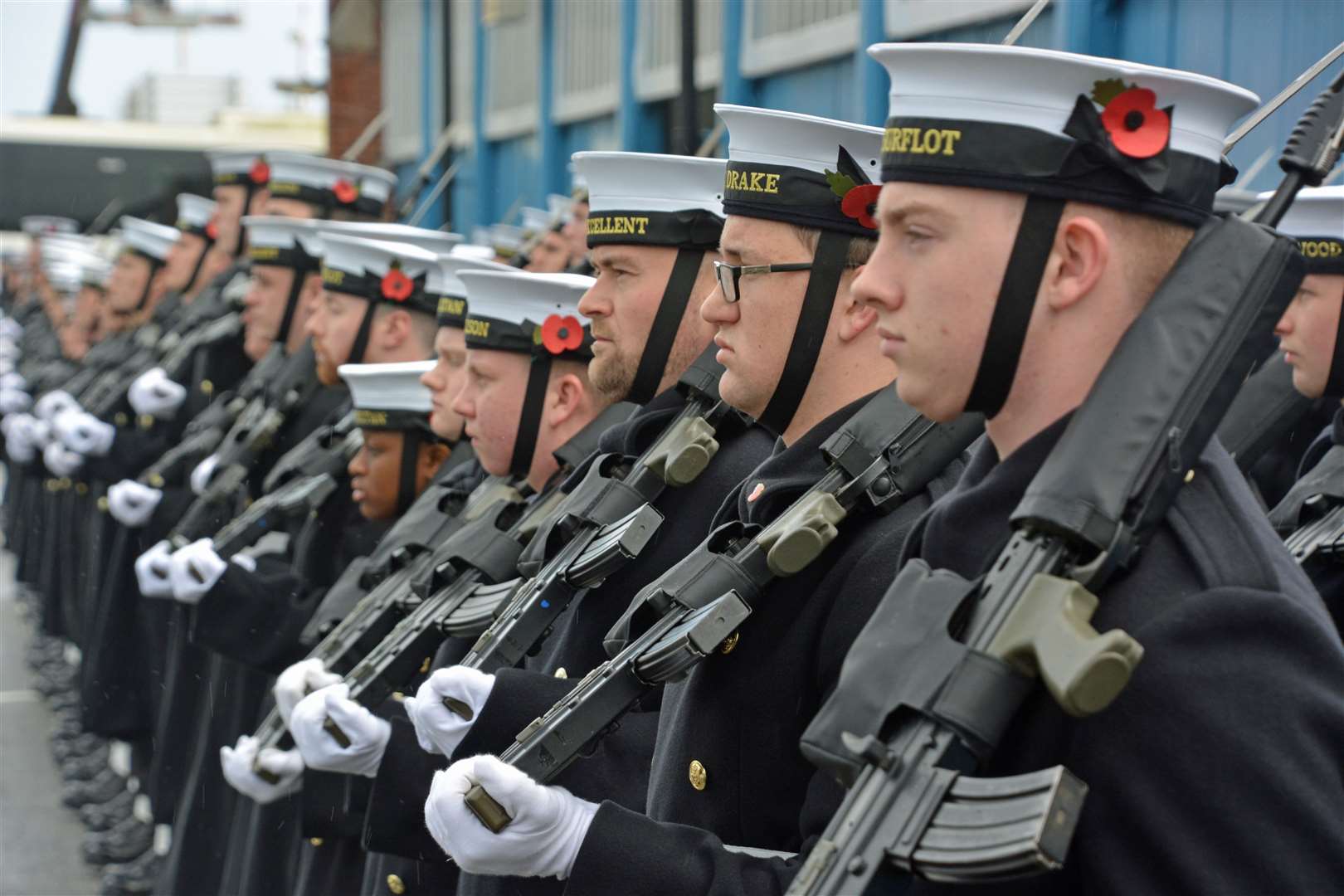 Sailors rehearse for the ceremony at HMS Excellent in Portsmouth (Ben Mitchell/PA)