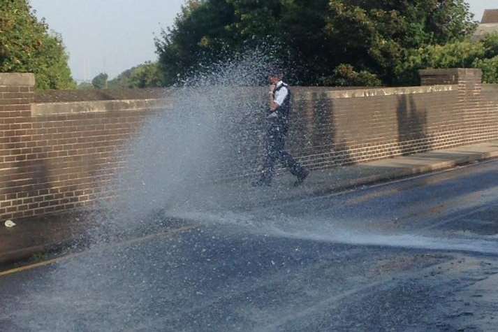 Burst water main. Pictures: Matt Devincenzi