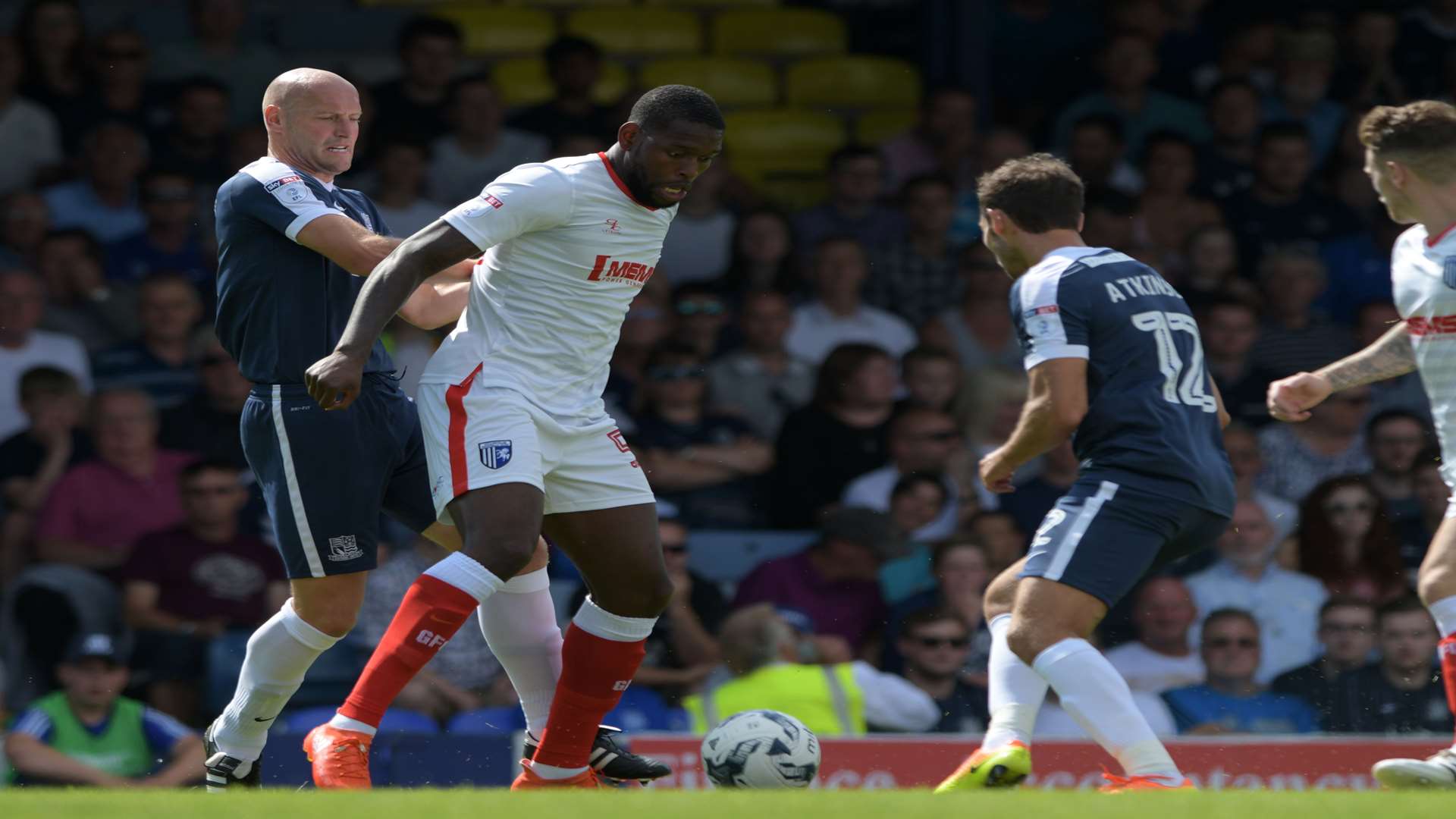 Jay Emmanuel-Thomas in action for Gills at Southend Picture: Barry Goodwin