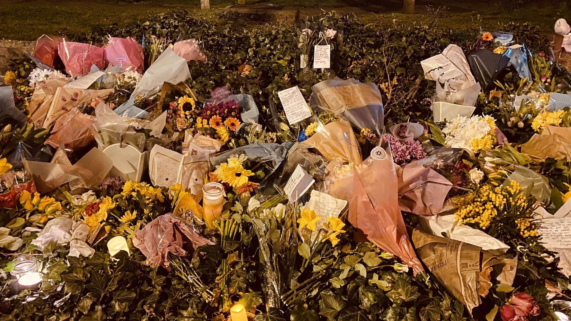 Flowers left at the Sarah Everard vigil at Clapham Common Picture: Stuart Brock Photography