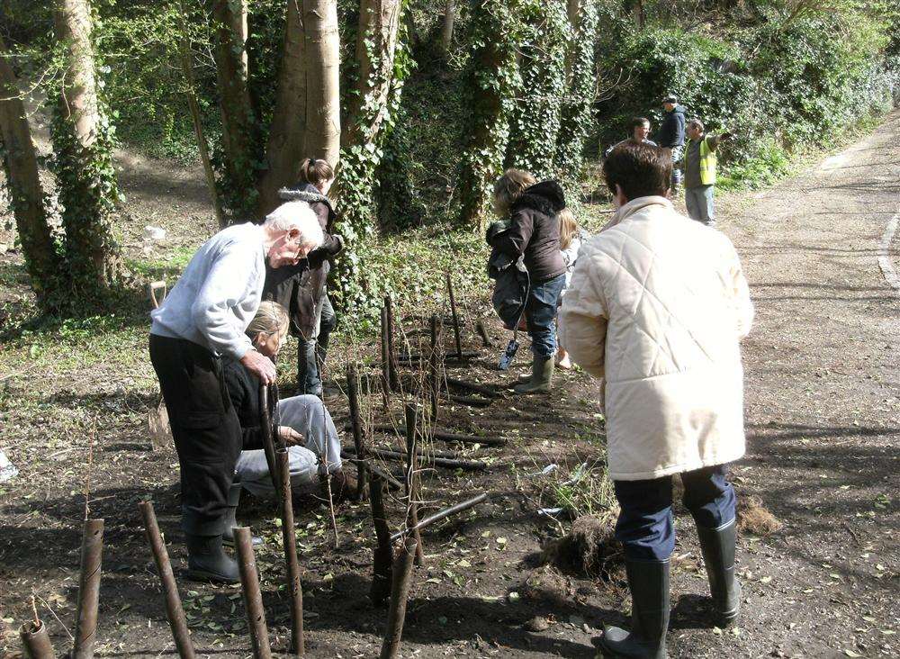 Some of the volunteers at work